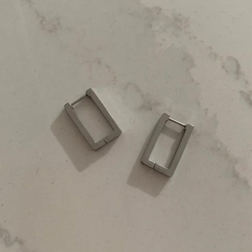 The Willow Square Huggie Hoop Earrings sterling silver hoops
